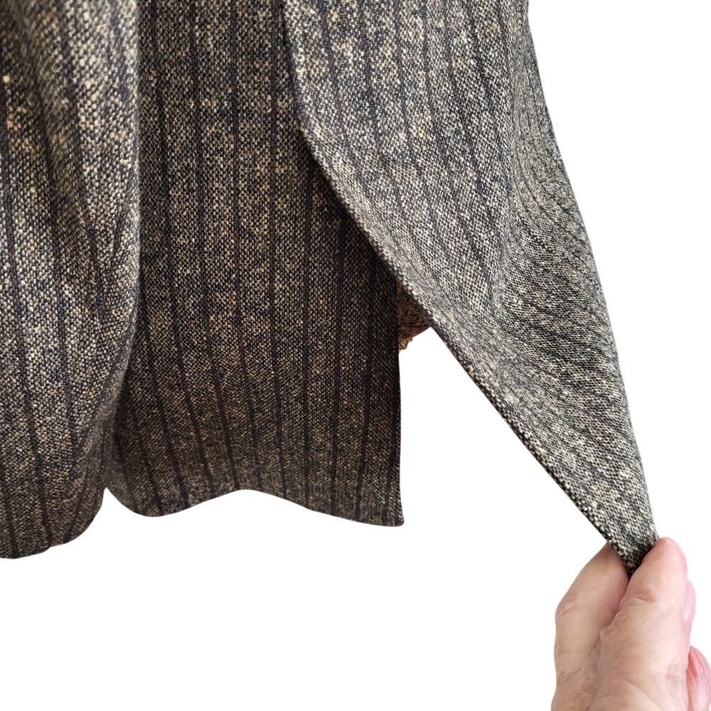 Vintage Zara Brown Tweed Striped 3 Button 3 Pocket Blazer Made in Spain Sze 8 - Picture 8 of 9